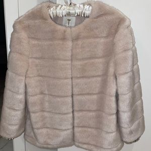 Ted baker faux fur cropped pink coat